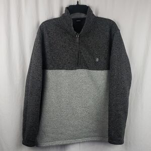 Izod Men's XL Two-Tone Gray Colorblock 1/4 Zip-Up Thermasoft Fleece Sweater